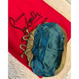 Christian Louboutin Satin Metal Snake Clutch